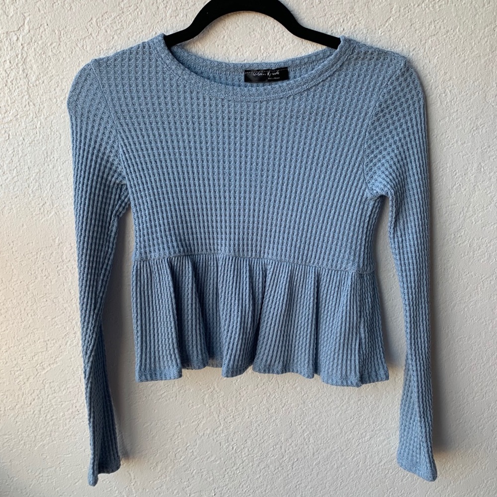 Waffle Peplum Top
